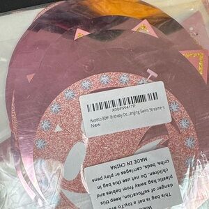 Happy 80th Birthday Gold and Pink Birthday Swirl Streamers banner decorations